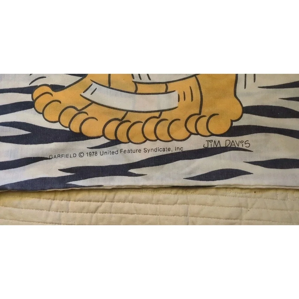 Vtg 1978 Party Garfield Zebra Print Double Sided Pillow Case